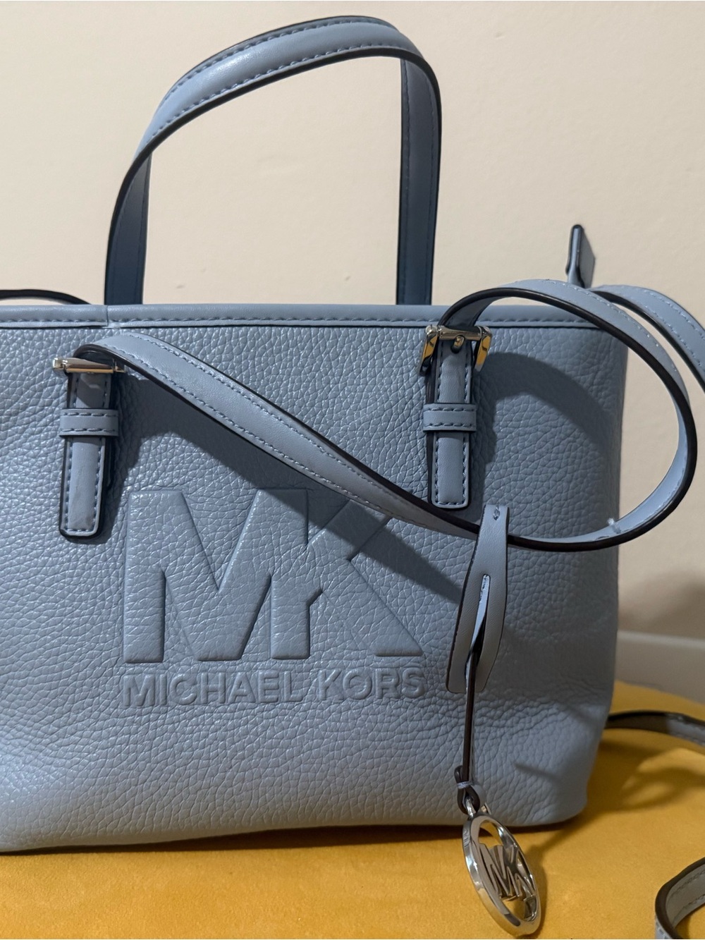 Michael Kors Powder Blue Embossed Logo Satchel